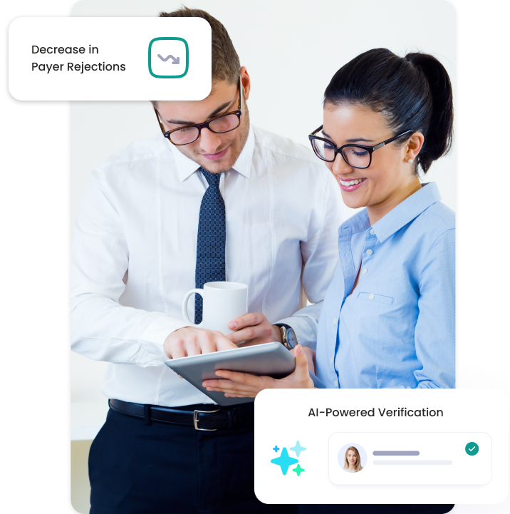 Healthcare admin reviewing eligibility data on AI-powered dashboard